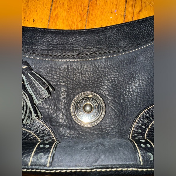 Dooney & Bourke Women's Handbag Purse Black Leather Slim Shoulder Hobo Bag - Picture 2 of 5